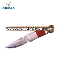 OEM wood and antler Handle Damascus steel knife