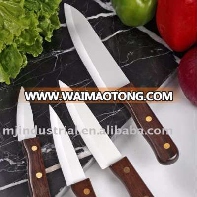 Euthenics series 3&quot;/4&quot;/5&quot;/6&quot; well-polished white zirconia ceramic knife set come with pretty wood handle